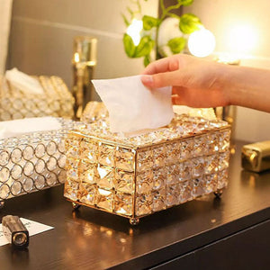 Tissue box holder High Quality Rectangular Crystal beads luxury
