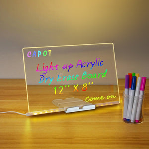 LED Light-Up Writing Board – Colorful DIY Acrylic Writing Pad with Stand & Erasable Pens for Kids