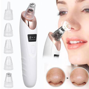 Rechargeable Vacuum Pore Cleaner, 5 In 1 Blackheads Removing Device Electric Derma suction Machine | USB Rechargeable Acne Pimple Pore Cleaner Vacuum tool - Facial Cleanser Device for Nose & Skin Care