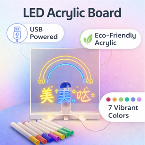 LED Light-Up – Acrylic Writing Pad with Stand & Erasable Pens