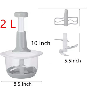 Multifunctional Manual Hand Push Chopper For Vegetables & Meat 2L