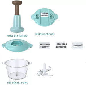 Multifunctional Manual Hand Push Chopper For Vegetables & Meat 2L